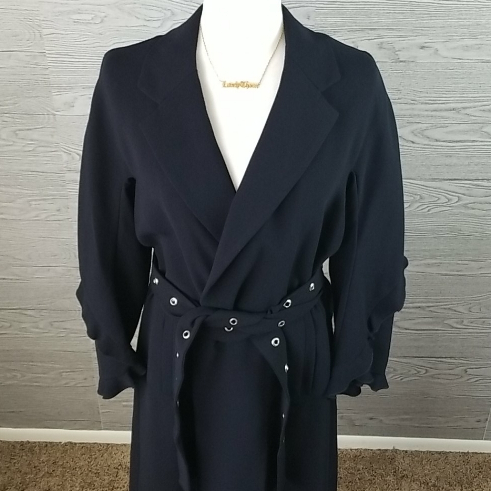 ZARA // ltd ed blogger fave ruffle detail metal grommet belt trench coat - Picture 8 of 16